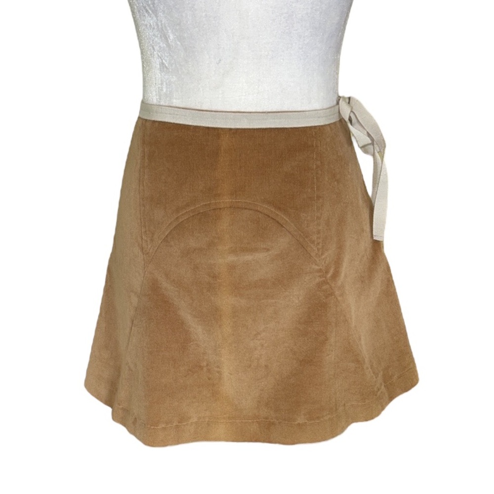 Zero + Maria Cornejo Camel Corduroy Ribbon Bow Detail Mini Skirt - 8